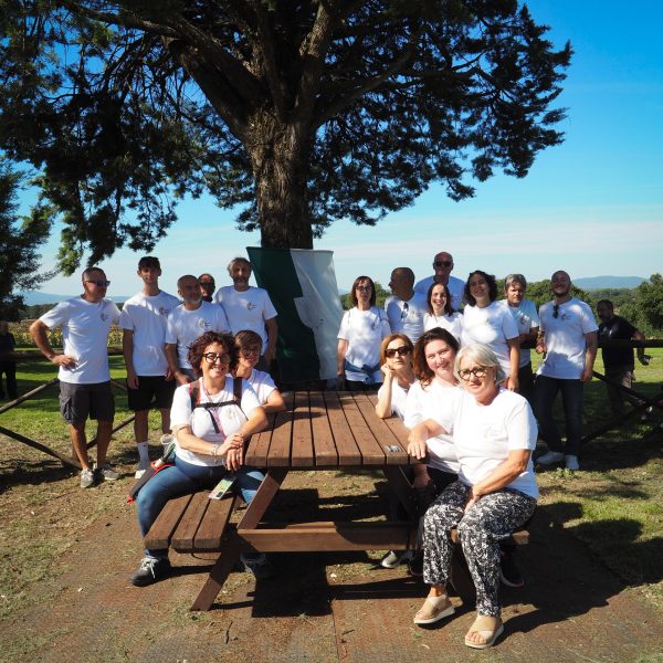 Group of volunteers under a tree
